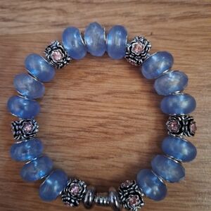 Elegant Blue and Silver Beaded Bracelet